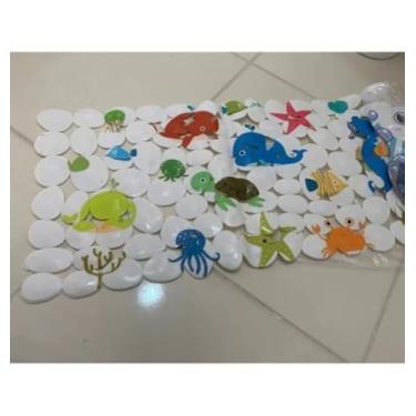 Imagem de Tapete de Banheiro Antiderrapante Moderno com Ventosa Retangular para Box e Chuveiro (504-Baleia)