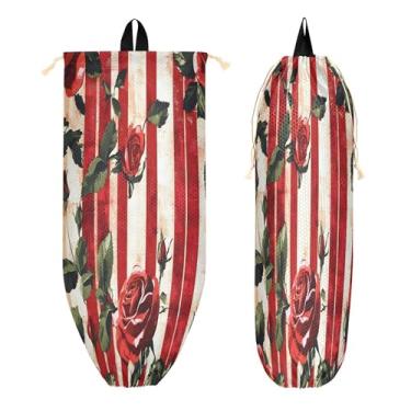 Imagem de xigua Suporte de parede para saco de plástico Red Roses, com cordão, 1 pacote, reutilizável para decoração de bolsas, meias, roupas íntimas e gravatas