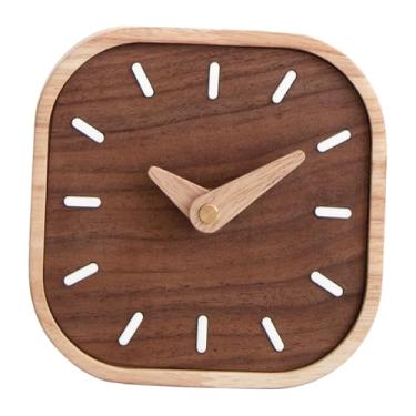 Imagem de Bothyi Relógio de mesa analógico silencioso de madeira, elegante e moderno, para mesa de cabeceira, balcão, entrada ou decoração de casa.