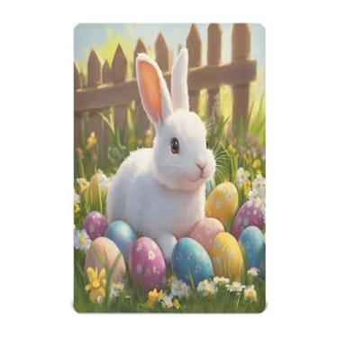 Imagem de STAYTOP Lençóis de berço de ovos de Páscoa e coelhos fofos, para meninos e meninas, lençol com elástico para berço padrão e colchão infantil, lençol de microfibra supermacia, 99 × 69 × 5 cm