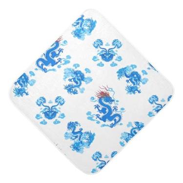 Imagem de Burbuja Blue Dragons Toalha de banho para bebês - Toalha com capuz de musselina macia e absorvente para recém-nascidos, 76 x 76 cm