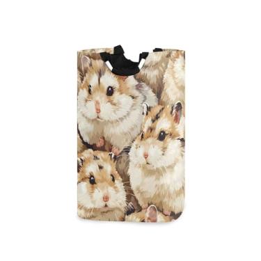 Imagem de CEBUGI Cesto de lavanderia hamster com alças cesto de roupa suja dobrável para roupas, quarto, banheiro, dormitório