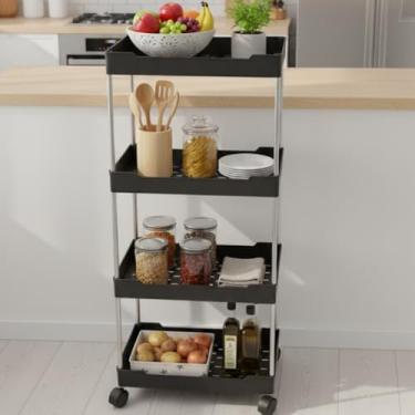 Imagem de Carrinho Organizador Multiuso com Rodinhas 4 Prateleiras - Prateleira Organizadora para Cozinha, Banheiro, Lavanderia, Quarto - Carrinho de Organização - Shop100