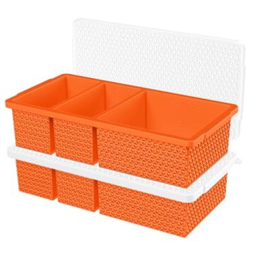 Imagem de Bandejas de silicone para freezer com tampa, moldes grandes de cubos de gelo para 1 xícara e 2 xícaras, recipientes de armazenamento de alimentos para preparação de refeições, molho de sopa congelante