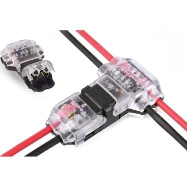 Imagem de 10 conectores de fio T2, 1 a 2 conectores elétricos de alavanca 28-12AWG para fiação rápida, conectores de emenda reutilizáveis, 1 condutor de fio macio e rígido, conectores de fio de emenda compactos