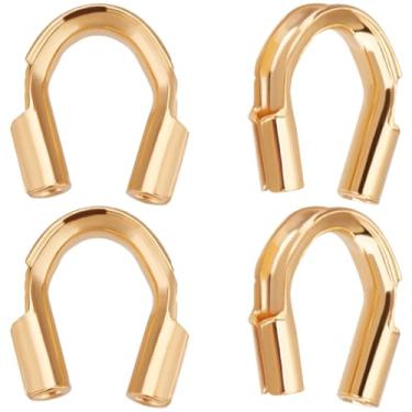 Imagem de Beebeecraft 1 caixa 100 peças guardião de arame banhado a ouro 18K latão em forma de U protetor de fio protetor de fio 0,6 mm protetor de furo para colares, pulseiras, miçangas, fabricação de joias
