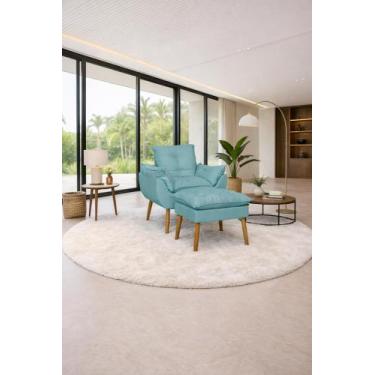 Imagem de Poltrona de Amamentação Confortável com Puff Pés Palito Opalat - Sentt