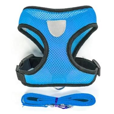 Imagem de Coleira Peitoral Ajustável para Cães e Gatos com Guia – Arnês Colete Pet Confortável Refletivo(ALEATORIO,AZUL)