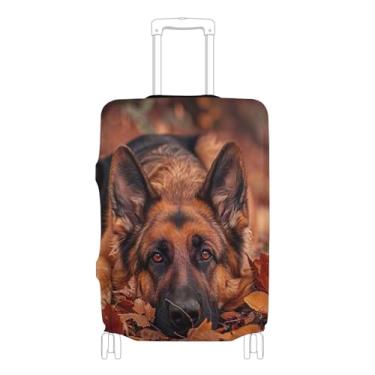 Imagem de Joisal Capa de mala de viagem fofa protetora fofa de pastor alemão para mulheres, P, serve para capa de 45 a 50 cm, Cão pastor alemão fofo, M 22-24 in, Capa de mala