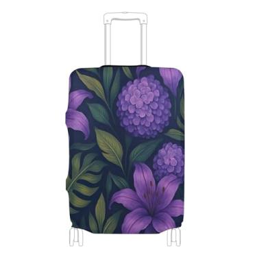 Imagem de Joisal Cool Suitcase Covers Protetor de bagagem personalizado bagagem flores roxas viagem férias essenciais, P, serve para capa de 45-50 centímetros, Flores roxas, L 26-28 in, Capa de mala