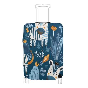 Imagem de Joisal Capa protetora de bagagem personalizada com desenho fofo zebras cacto azul cores personalizadas viagem férias essenciais, P, serve para capa de 45 a 50 cm, Zebras de desenho fofo azul cacto, L