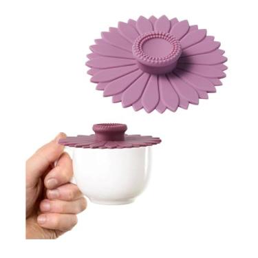 Imagem de Tampas de silicone roxas, capas de copos de silicone de girassol para bule de chá, tampas flexíveis para canecas quentes para café e chá