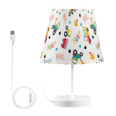 Imagem de Joisal Luminária de mesa para quarto de veículo trator com design de fazenda com abajur noturno, luz de quarto, decoração de mesa de sala de estar