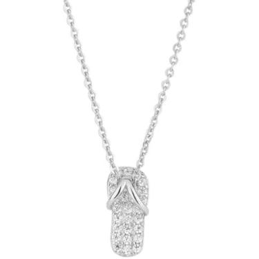 Imagem de PAURO Chinelo feminino de aço inoxidável com pingente de pingente de zircônia cúbica embutida, corrente de joias de Natal e aniversário, Metal, Metal