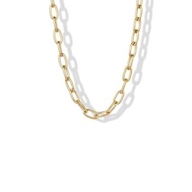 Imagem de PAVOI Corrente grossa banhada a ouro 14K com clipe de papel à prova d'água, 16+2", Ouro amarelo, Sem Pedra Preciosa