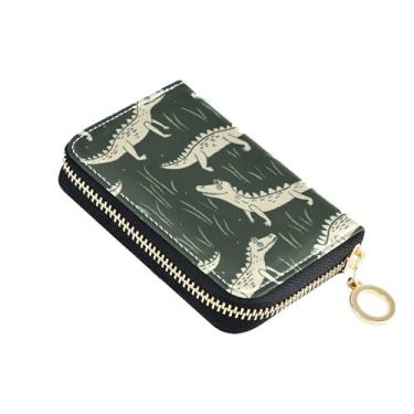 Imagem de Carteira feminina pequena de animais com bloqueio de RFID, carteira de cartão de crédito com desenho fofo de folha de animal bege com zíper e bolso para moedas