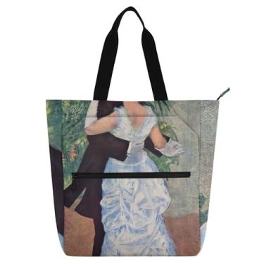 Imagem de GAIGEO Bolsa feminina Auguste Renoir Dance Art Painting Work Tote de lona escolar bolsa para livros presente diário para amantes de livros