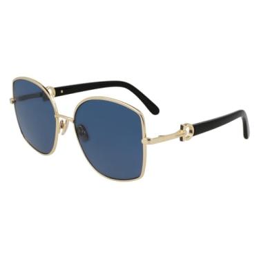 Imagem de Salvatore Ferragamo Óculos de sol femininos modernos, 738 ouro/cinza dégradé, 58