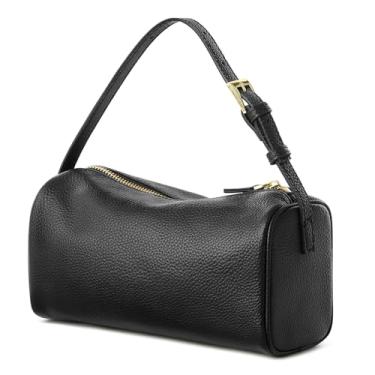 Imagem de Kattee Bolsas transversais femininas de couro de grão superior, bolsas Hobo para mulheres com alça ajustável, Preto
