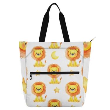 Imagem de GAIGEO Lindas bolsas de trabalho Lions para mulheres, lona, praia, escola, bolsa de mão de professor, bolsa de mão com compartimentos