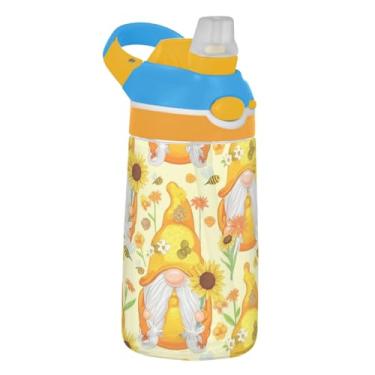 Imagem de Garrafa de água infantil de 473 ml com tampa de palha, garrafa de água esportiva Tritan reutilizável de 473 ml, copo infantil portátil à prova de vazamento, alça de transporte, lindos desenhos