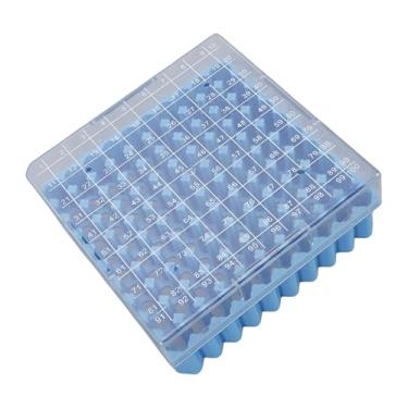 Imagem de GLOGLOW Suporte para Tubo de Ensaio, Rack de Tubo de Ensaio Com 100 Furos, Suporte Reutilizável para de para Centrífuga de Freezer para Tubos de 1,5-2,0 Ml, Material Escolar Azul