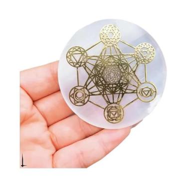 Imagem de Fatia De Cristal Natural Branco De Selenita 6cm Disco De Pedra De Gess