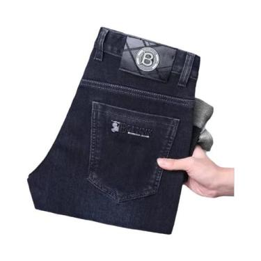 Imagem de Calças Jeans Slim De Perna Reta Para Homens, Alta Qualidade, Levemente