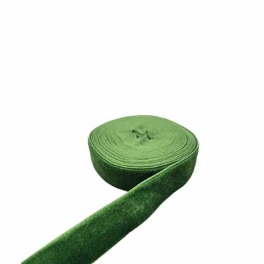Imagem de FAYADA Fita de veludo verde vintage 10 m para árvore de Natal, embrulho de presente, buquê de flores, decorações de guirlanda, fabricação de laço, costura (verde, 1,5 cm)
