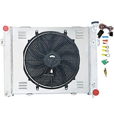 Imagem de COOLINGBEST Radiador de alumínio para Jeep Grand Cherokee 5.2 V8 GAS 1993-1997 1994 1995 1996, radiadores de 3 fileiras com kit de termostato de cobertura de ventilador elétrico 93 94 95 96 97