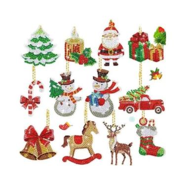 Imagem de Christmas Diamond Painting Keychain Set para crianças, ferramentas pen