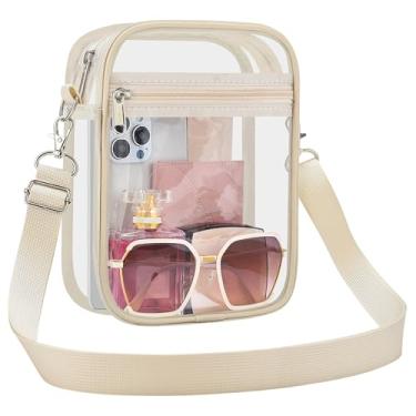 Imagem de UEASE Bolsa transparente aprovada pelo estádio para mulheres, bolsa transversal transparente para eventos em estádios, shows, festivais, Cremoso., Small