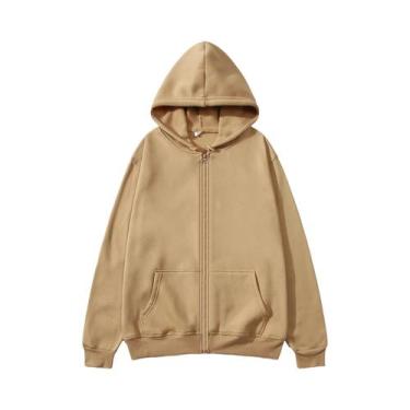 Imagem de Cardigan Feminino Com Capuz E Zíper, Jaqueta Casual Esportiva Em Cor S