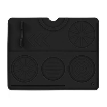 Imagem de Yosoo Tapete de Silicone para Adulteração de café Com Ranhuras e Ranhuras, Preto, 1 Cm de Espessura, Acabamento Texturizado, Bordas Elevadas, Fácil de Limpar, para Bancada