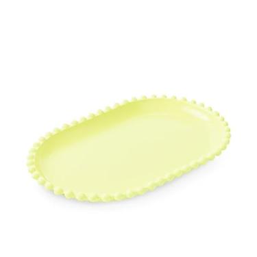 Imagem de Kit 2 Bandejas Decorativas Pérola Oval 20x13cm para Decoração de Mesa e Festas – Bandeja Acrílica Elegante (Amarelo Candy)