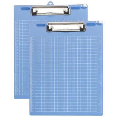 Imagem de M&G 2 pranchetas de plástico 33 x 23 cm, régua com clipe de metal de perfil baixo comporta 110 folhas de papel tamanho carta A4 para sala de aula de escritório, azul