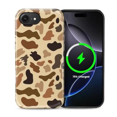 Imagem de Flivro Capa magnética para iPhone 16e, compatível com Magsafe PC capa rígida de silicone, amortecedor interno, antiarranhões, à prova de impacto, design fino, camuflado