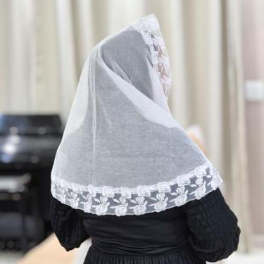 Imagem de Véu Ccb Congregação Cristã Renda Organza Floral Adulto (Maitê) - Centr