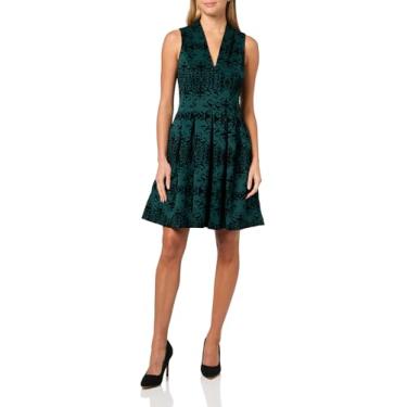 Imagem de Vince Camuto Vestido feminino de veludo Burnout com mangas volumosas, Caçador, 40
