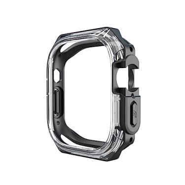 Imagem de GANYUU Capa de relógio de TPU transparente, para Apple Watch Ultra 8, 7, 6, 5, 4, 3, 2, SE, 40 mm, 44 mm, 41 mm, 45 mm (preto, 44 mm)