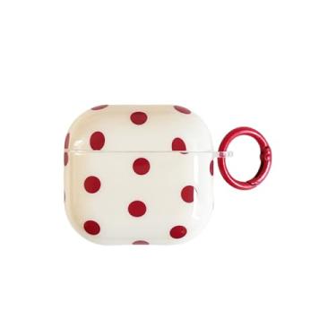 Imagem de Capa retrô vermelha de bolinhas brancas para Airpods 3 vintage moderna estética fina elegante capa protetora para AirPods 3ª geração