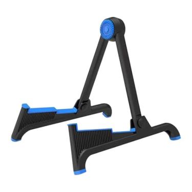 Imagem de KiBcsLic Suporte de chão dobrável e portátil para guitarra, suporte profissional para partituras, rack para instrumentos musicais, para ukulele e banjo, Preto Azul