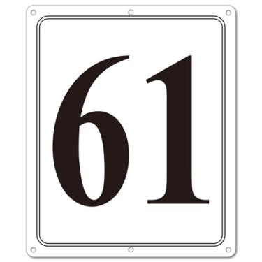 Imagem de i-CowFun Placa numerada de metal premium ao ar livre, refletiva 30,5 cm x 25,4 cm grandes placas numéricas de alumínio 61 para estacionamento, quadra de tênis, campo, armazém, corredor, edifício, doca
