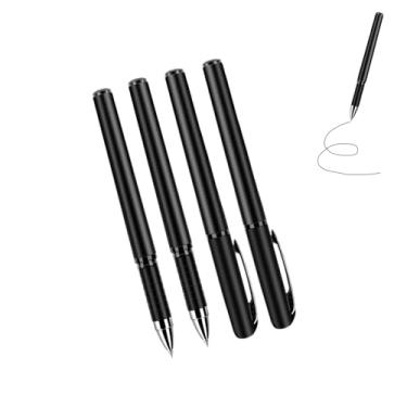 Imagem de GZBABY Caneta exclusiva, 4 peças, caneta de gel com barril metálico para escritório, 0,7 mm, tinta preta (preto fosco)