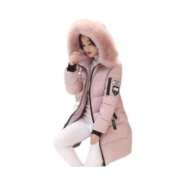 Imagem de Parka Feminina De Inverno Com Capuz, À Prova De Vento, Quente, Ajuste 