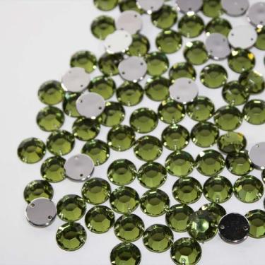 Imagem de Chaton primeira linha redondo 8mm  verde oliva/olivine  100uni - La Mo