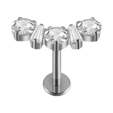 Imagem de Brinco De Titânio Com Rosca Interna CZ, Design De Coração Relâmpago Pa