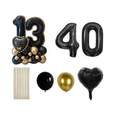 Imagem de Conjunto De Balões De Alumínio Em Forma De Coração Preto Para Decoraçã