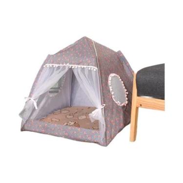 Imagem de Cama Universal Para Gatos E Cães, Tenda Semi Fechada Com Estampa De Fl