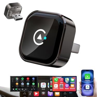 Imagem de Generic Adaptador CarPlay sem fio, 2 em 1 CarPlay e Android Auto Dongle, adaptador sem fio compacto Plug & Play com conversor USB/USB-C para veículos CarPlay